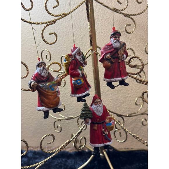 Vintage Santa Claus Christmas Ornaments Set Of 4 Figurines - Picture 9 of 10